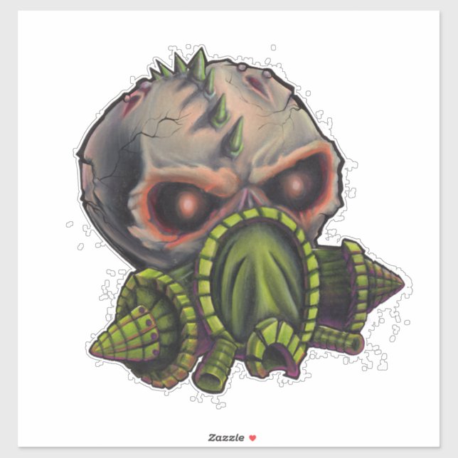 Gasmask Skull II Sticker (Sheet)