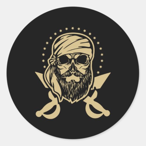 Gasparilla Caribbean Pirate Skull Classic Round Sticker