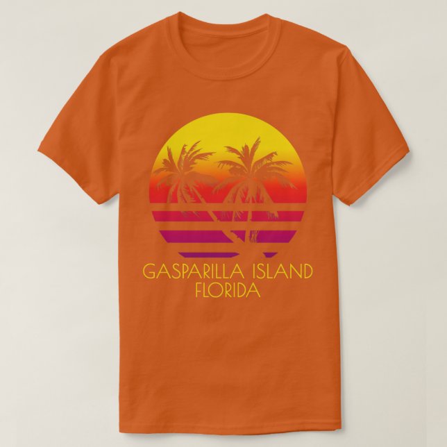 Gasparilla Island Beach Florida Tropical Palm Tree T-Shirt (Design Front)