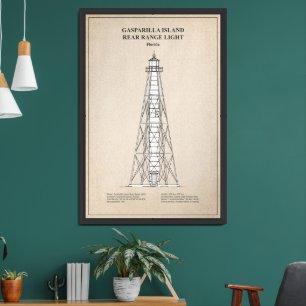 Gasparilla Island Rear Range Light - Florida - SBD Framed Art