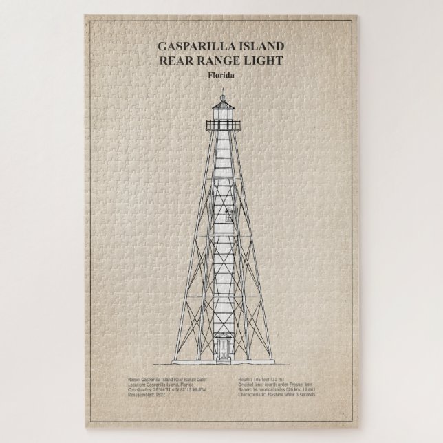 Gasparilla Island Rear Range Light - Florida - SBD Jigsaw Puzzle (Vertical)