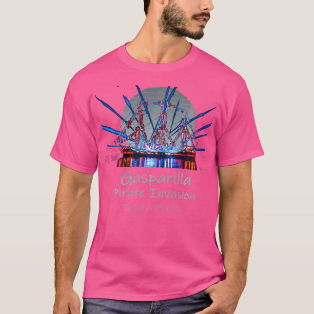 Gasparilla Pirate Ship Pirate Invasion Tampa Flori T-Shirt (Front)
