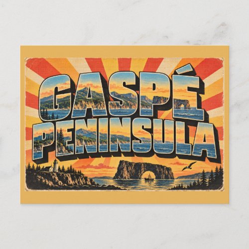 Gaspé Peninsula QC Coastal Drive Limestone Rock Postcard