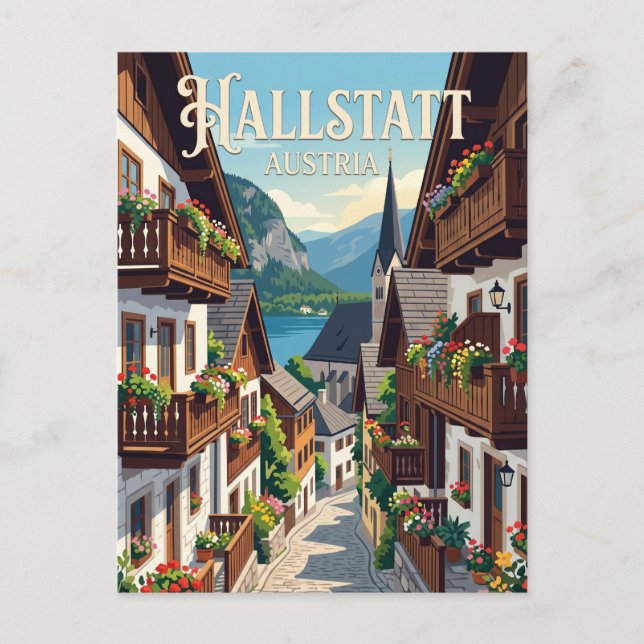 Gasse in Hallstatt Austria Postcard (Front)