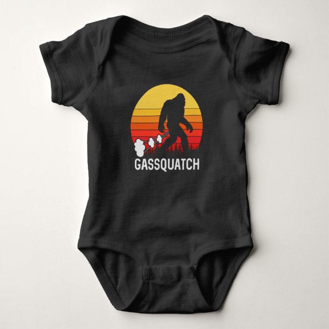GASSQUATCH Bigfoot Retro fart Design Baby Bodysuit (Front)