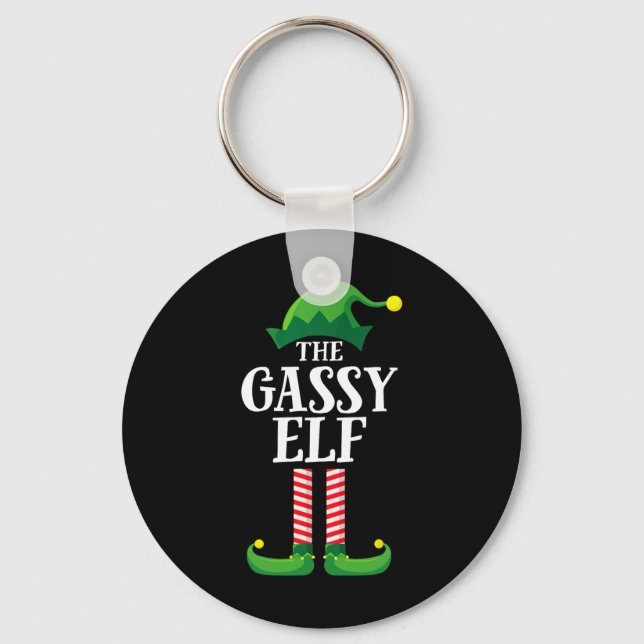 Gassy Elf Matching Family Group Christmas Party  Keychain (Front)
