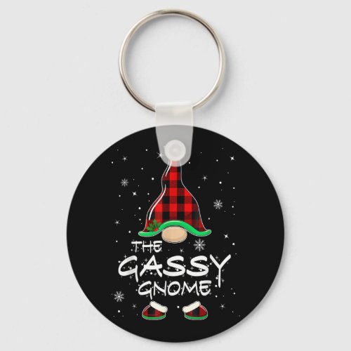 Gassy Gnome Buffalo Red Plaid Matching Christmas Keychain