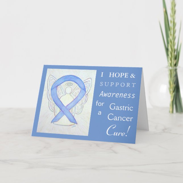Gastric Cancer Awareness Ribbon Greeting Card (Front)