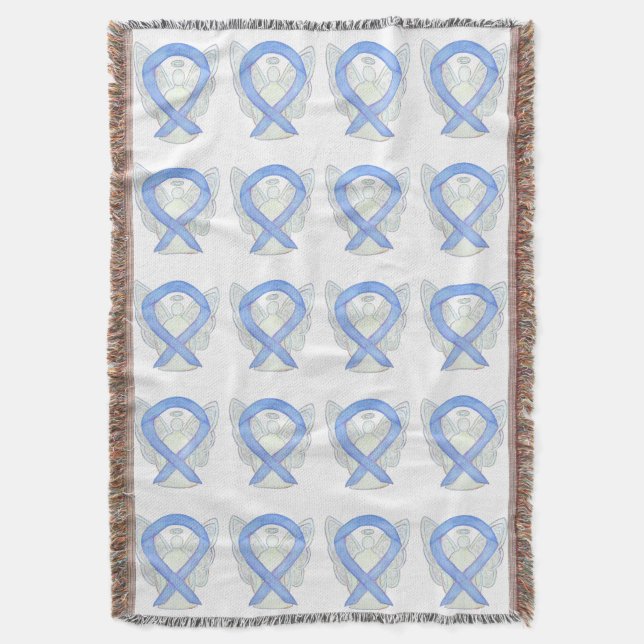 Gastric Cancer Awareness Ribbon Throw Blankets (Front Vertical)