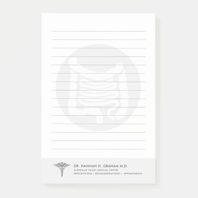 Gastroenterologist Customizable Lined Post-it Notes (Front)