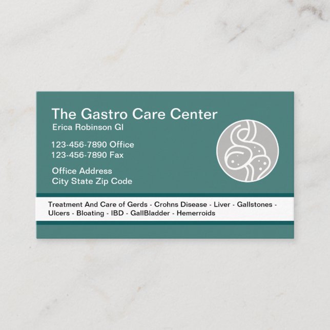 Gastroenterologist Intestinal Theme Business Card (Front)