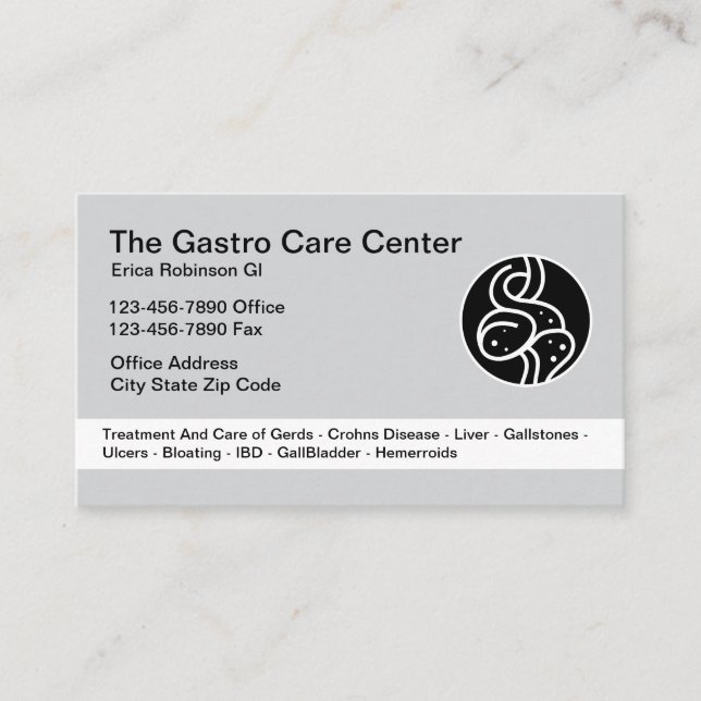 Gastroenterologist Intestinal Theme Business Card (Front)