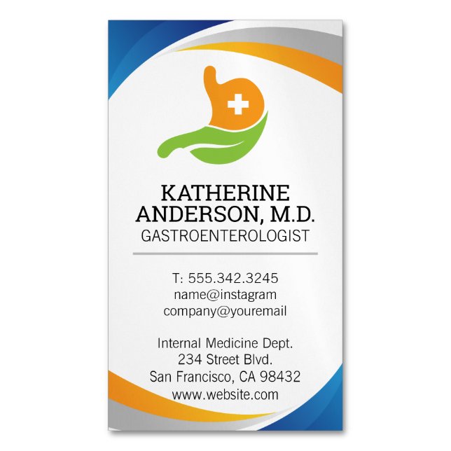Gastroenterologist Logo | Internal Medicine Business Card Magnet (Front Vertical)