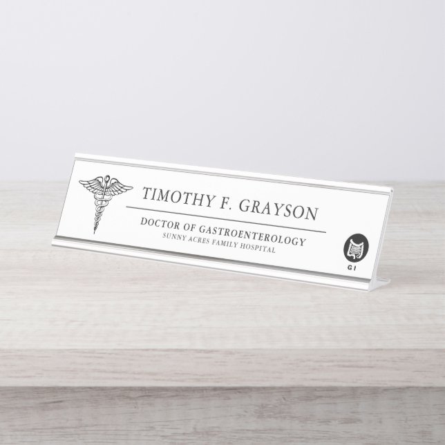 Gastroenterologist Personalized Black Desk Name Plate (Front)