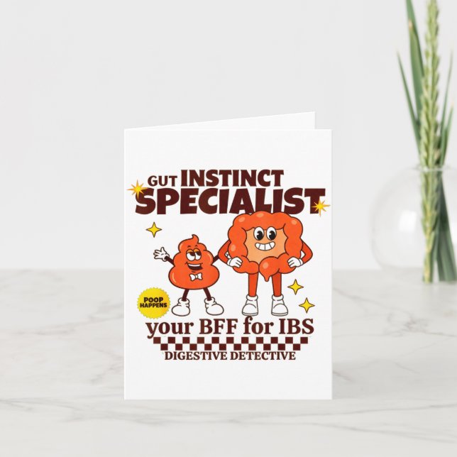 Gastroenterologist Retro Intestine Gift Ibs Gi Nur Card (Front)