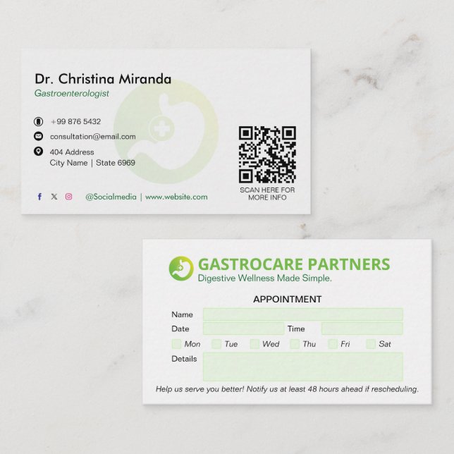 Gastroenterology Clinic Business | Appointment Business Card (Front/Back)