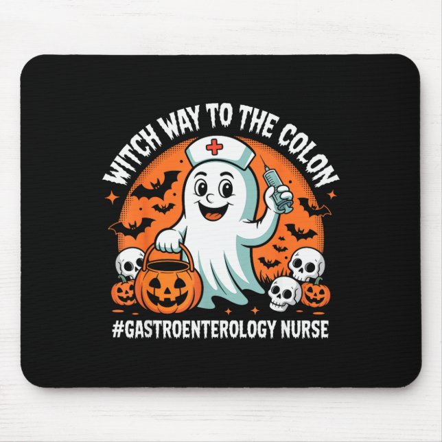 Gastroenterology Nurse Funny Halloween Ghost Nurse Mouse Pad (Front)