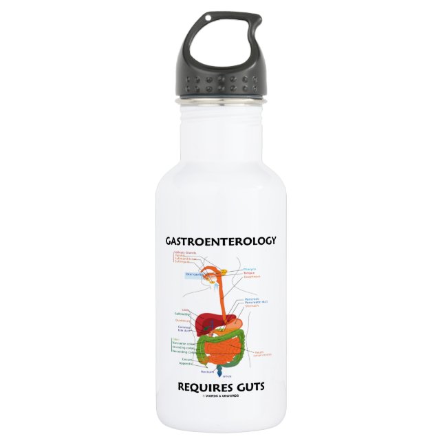 Gastroenterology Requires Guts (Digestive System) Water Bottle (Front)