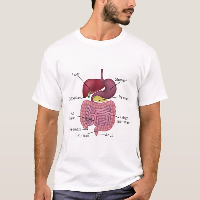 Gastrointestinal Digestive System and Labels T-Shirt (Front)