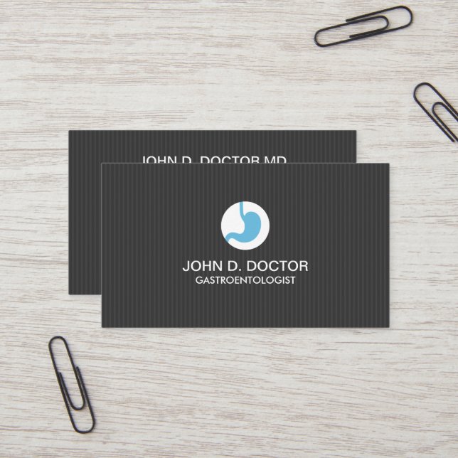 Gastrology or gastrologist dark gray professional business card (Front/Back In Situ)