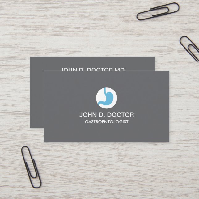 Gastrology or gastrologist gray business card (Front/Back In Situ)
