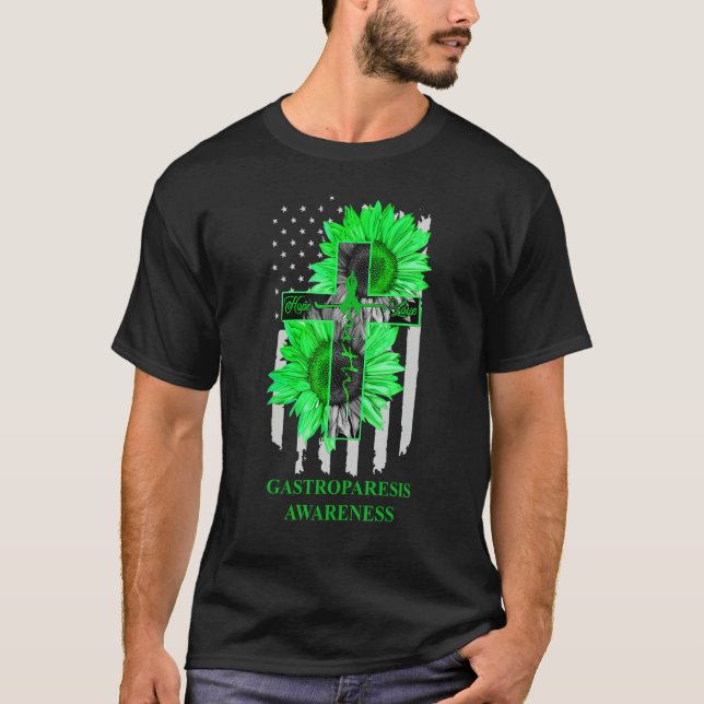 Gastroparesis Awareness Green Ribbon Faith Hope Lo T-Shirt (Front)