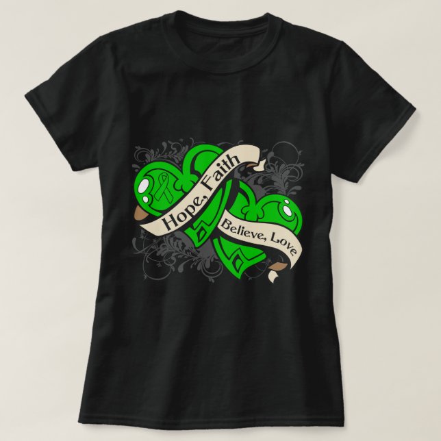 Gastroparesis Hope Faith Dual Hearts T-Shirt (Design Front)