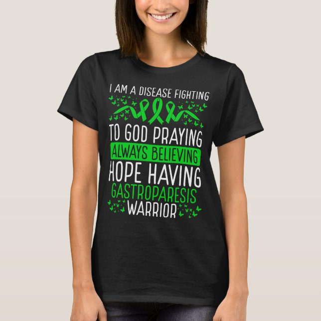 Gastroparesis Warrior Disease Awareness Ribbon T-Shirt (Front)