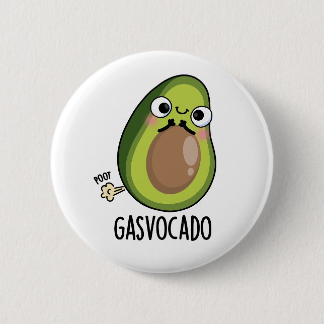 Gasvocado Funny Farting Avocado Pun  Button (Front)