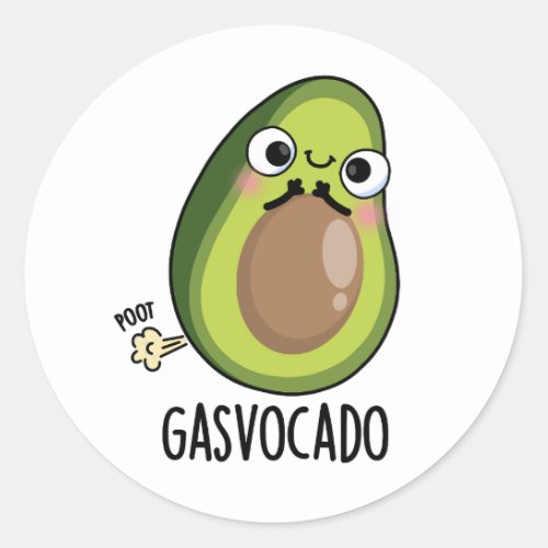 Gasvocado Funny Farting Avocado Pun  Classic Round Sticker