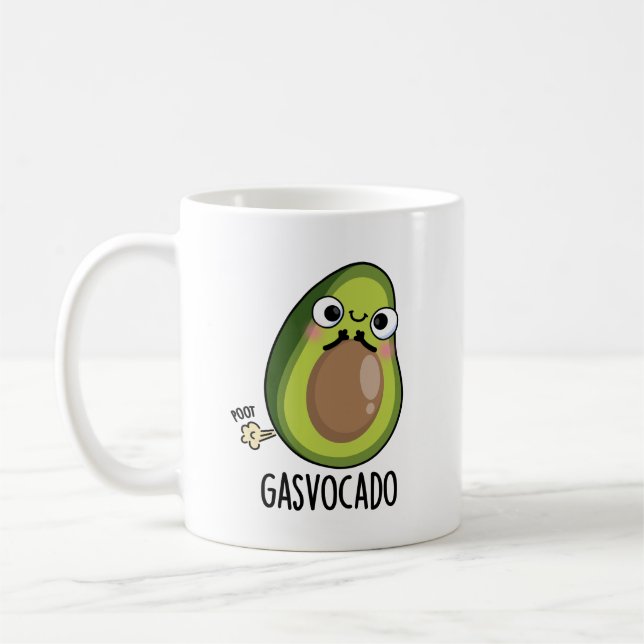 Gasvocado Funny Farting Avocado Pun  Coffee Mug (Left)