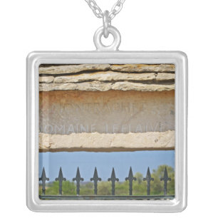 Gate and key stone carved with Montrachet, Silver Plated Necklace