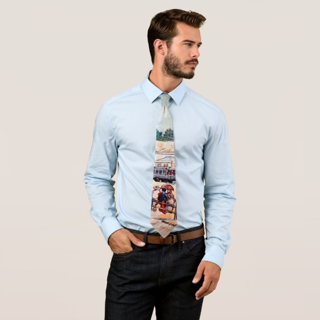 Gate in the Paris Ramparts by Vincent van Gogh Neck Tie (In Situ)