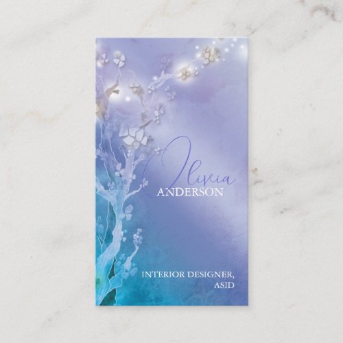 Gate of Dawn Fantasy Blue &amp; Purple Trees Business Business Card Template