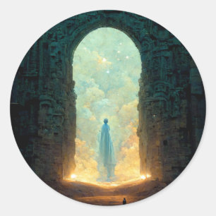 Gate of the Gods Fantasy Sci-Fi Art Classic Round Sticker