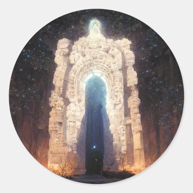Gate To Eternity Fantasy Sci-Fi Art Classic Round Sticker (Front)