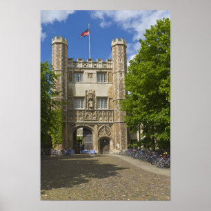 Gate to Trinity College and rows of bicycles, Poster