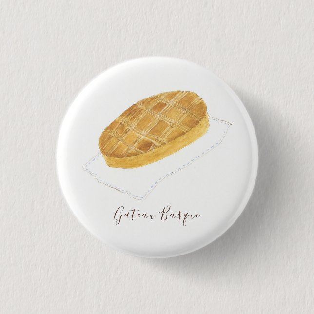 Gâteau Basque watercolor Button (Front)