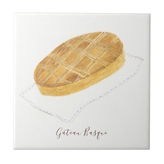 Gâteau Basque watercolor Ceramic Tile (Front)