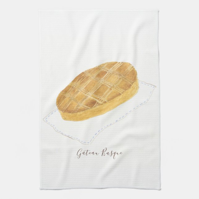 Gâteau Basque watercolor Kitchen Towel (Vertical)