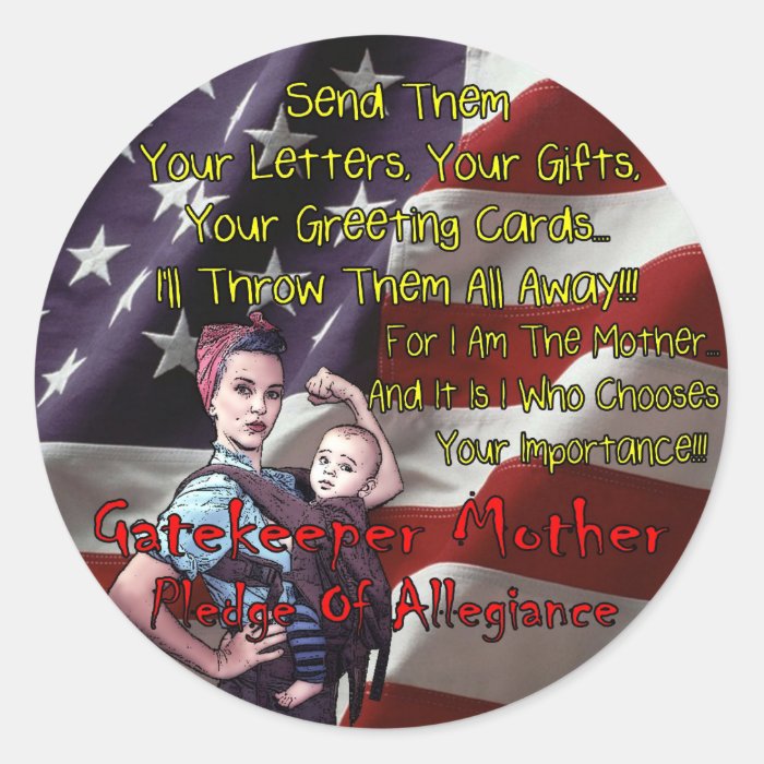 Gatekeeper Mother Pledge Round Stickers