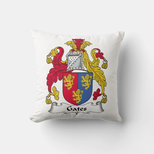 Gates Family Crest Throw Pillow