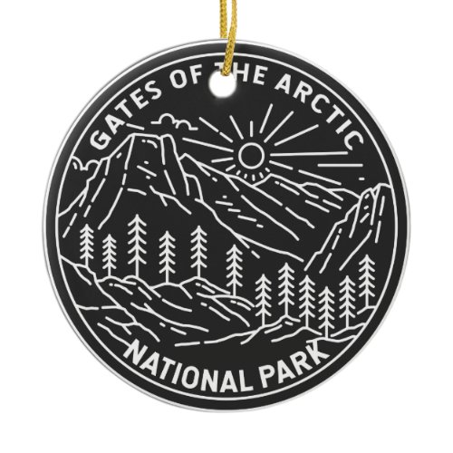 Gates of the Arctic National Park Alaska Monoline Ceramic Ornament
