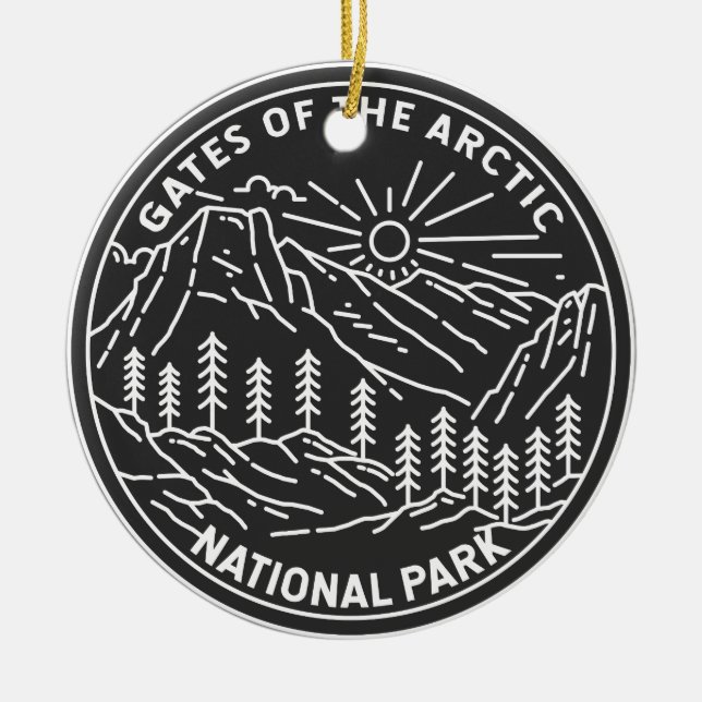 Gates of the Arctic National Park Alaska Monoline Ceramic Ornament (Front)