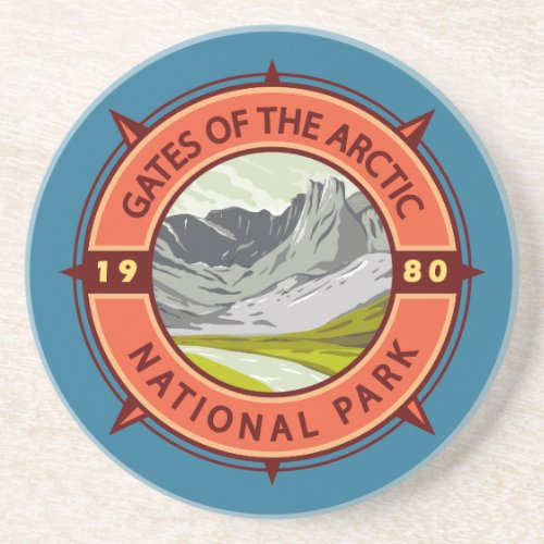 Gates of the Arctic National Park Retro Compass  Coaster