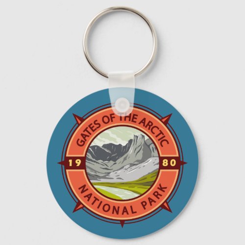 Gates of the Arctic National Park Retro Compass Keychain