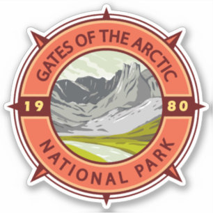 Gates of the Arctic National Park Retro Compass Sticker