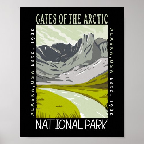 Gates of the Arctic National Park Retro Distressed Poster