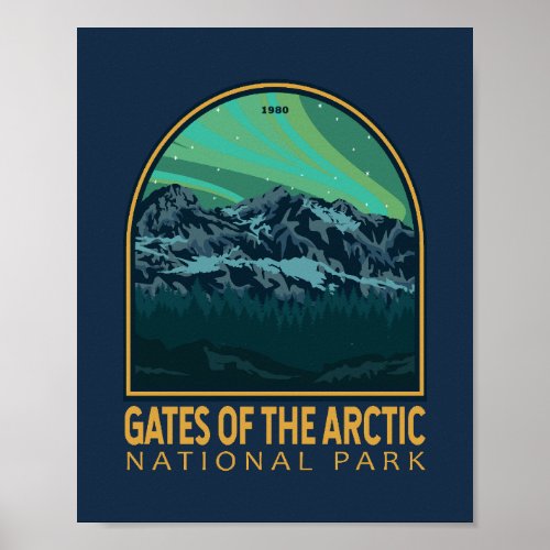 Gates of the Arctic National Park Vintage Emblem Poster