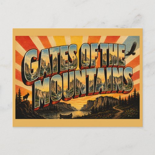 Gates of the Mountains MT Vintage Travel Art Postcard